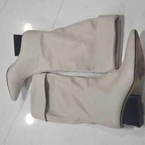 Pancaldi Elegant Cream Heeled Boots Sz38 Will Fit Sz 7.5 Leather Made In Italy